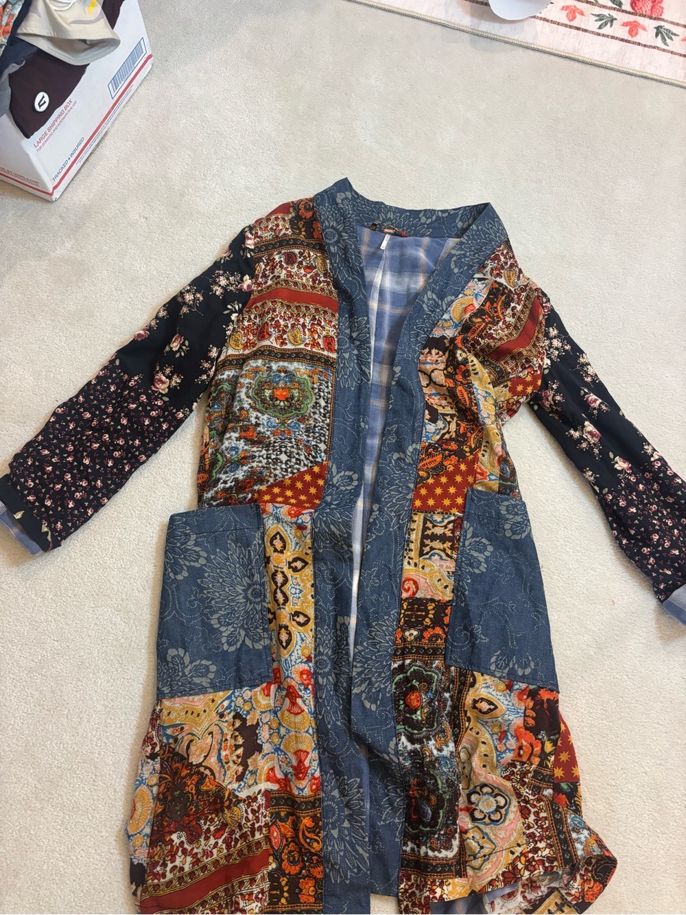 Free People Boho Patchwork Duster Cardigan - Multicolor
